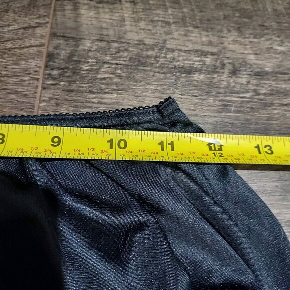 Half Dress Slip Vintage Made in USA Black Nylon Silky Shiny Lace On Bottom - Picture 6 of 9